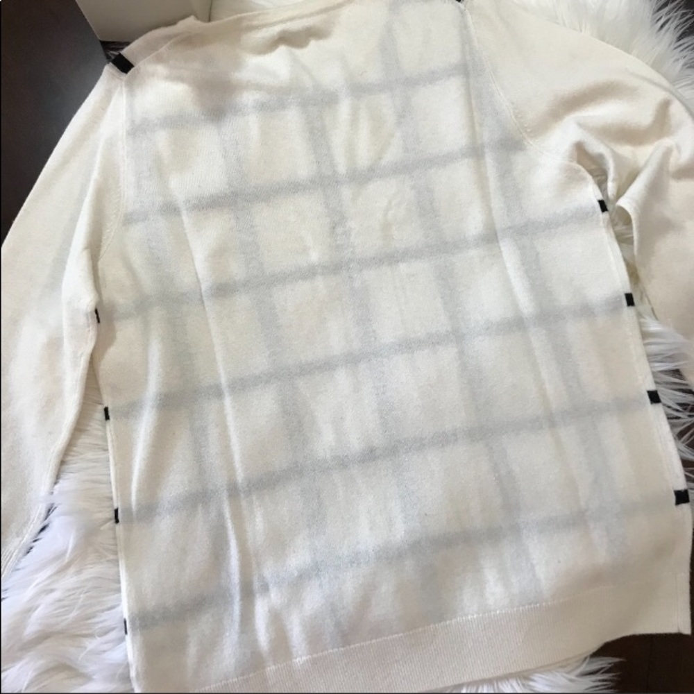 Loft Large Ivory & Black Window Pane Sweater - Picture 4 of 6